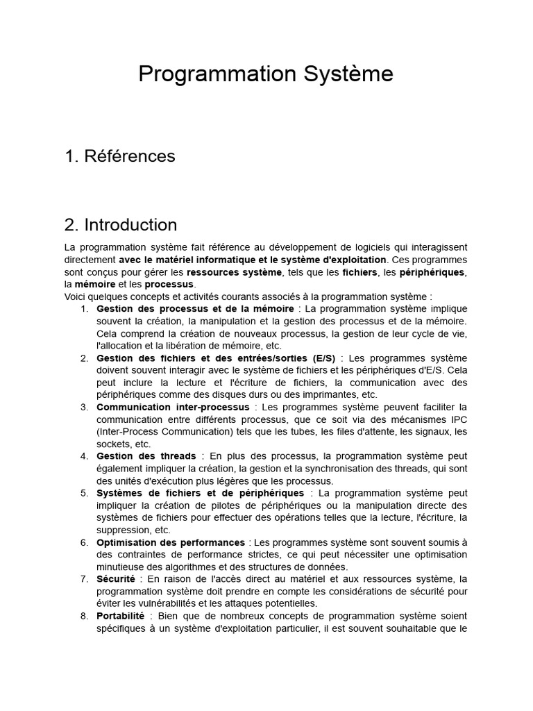 Introduction à la Programmation Système | PDF | Tarte aux framboises ...