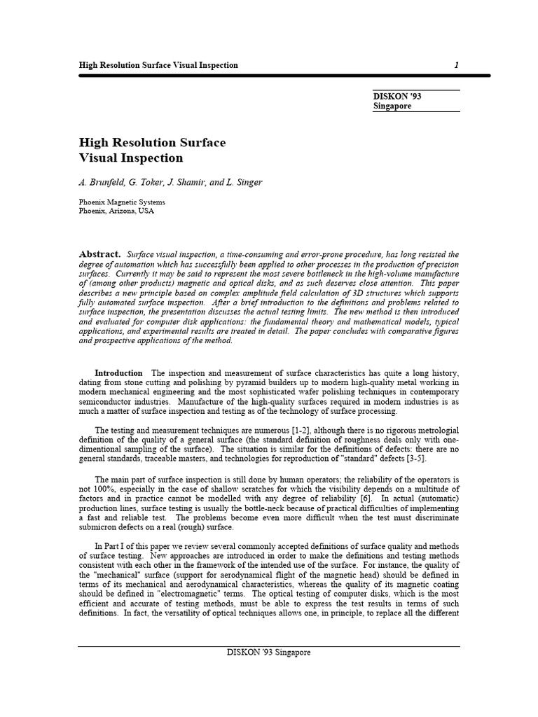 Automated High-Resolution Surface Inspection | PDF | Optics ...