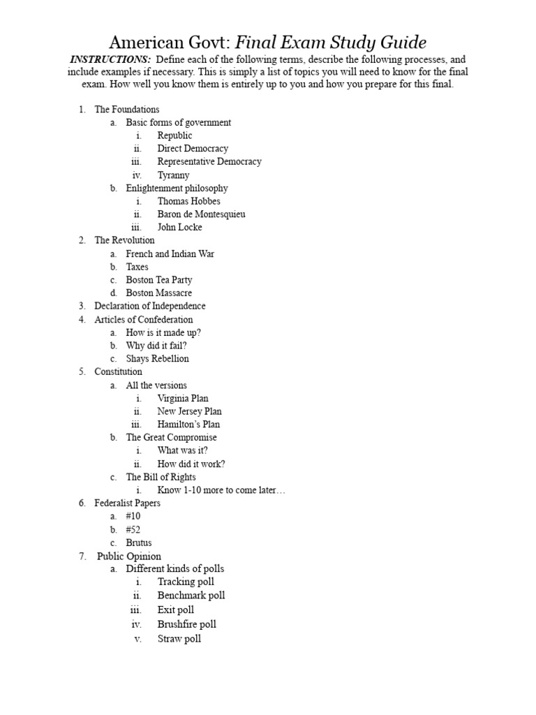Final Study Guide Fall 2024 | PDF