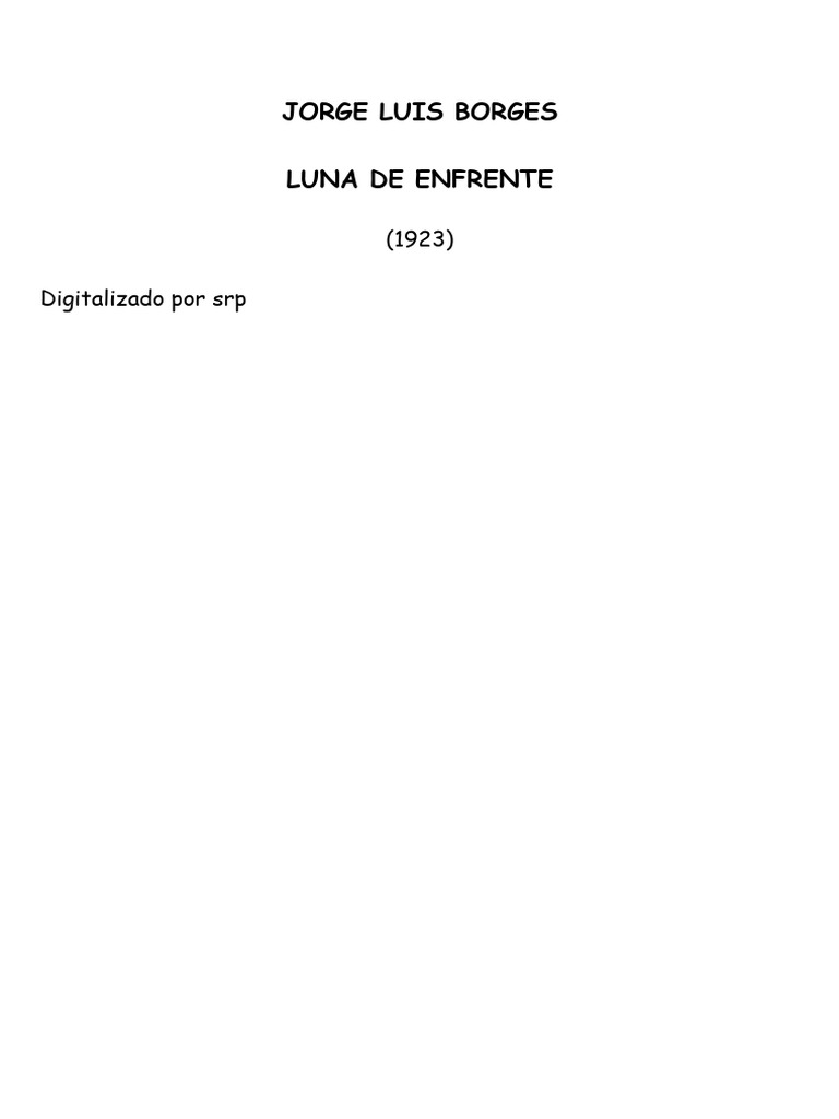 Borges Jorge Luis Obras Completas 02 Luna de Enfrente 1925 | PDF
