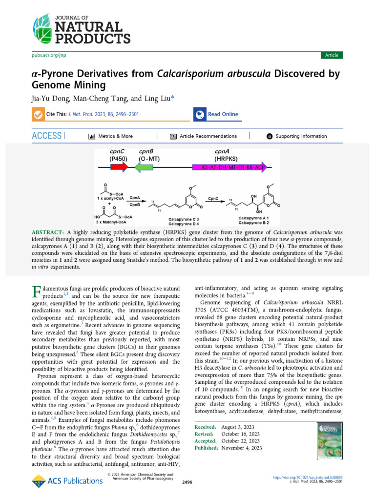New α-Pyrone Compounds from Calcarisporium | PDF | Natural Products ...