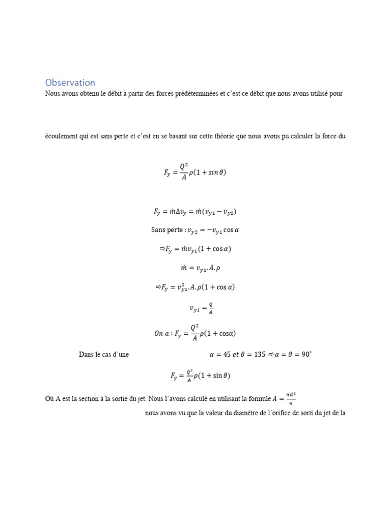 Force du jet en fonction du débit PDF Mécanique Formes géométriques — free download