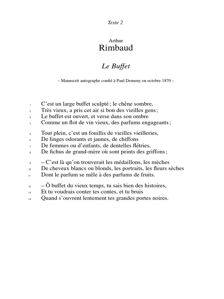 Le Buffet d'Arthur Rimbaud | PDF
