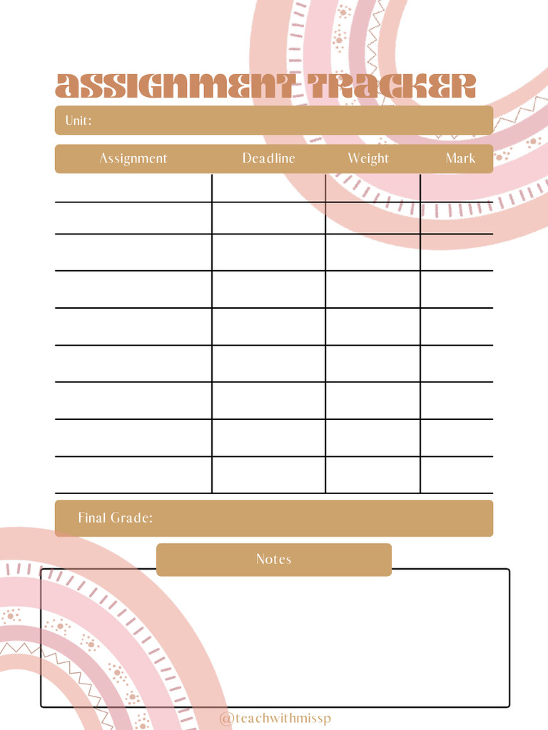 Assignment Tracker Template | PDF