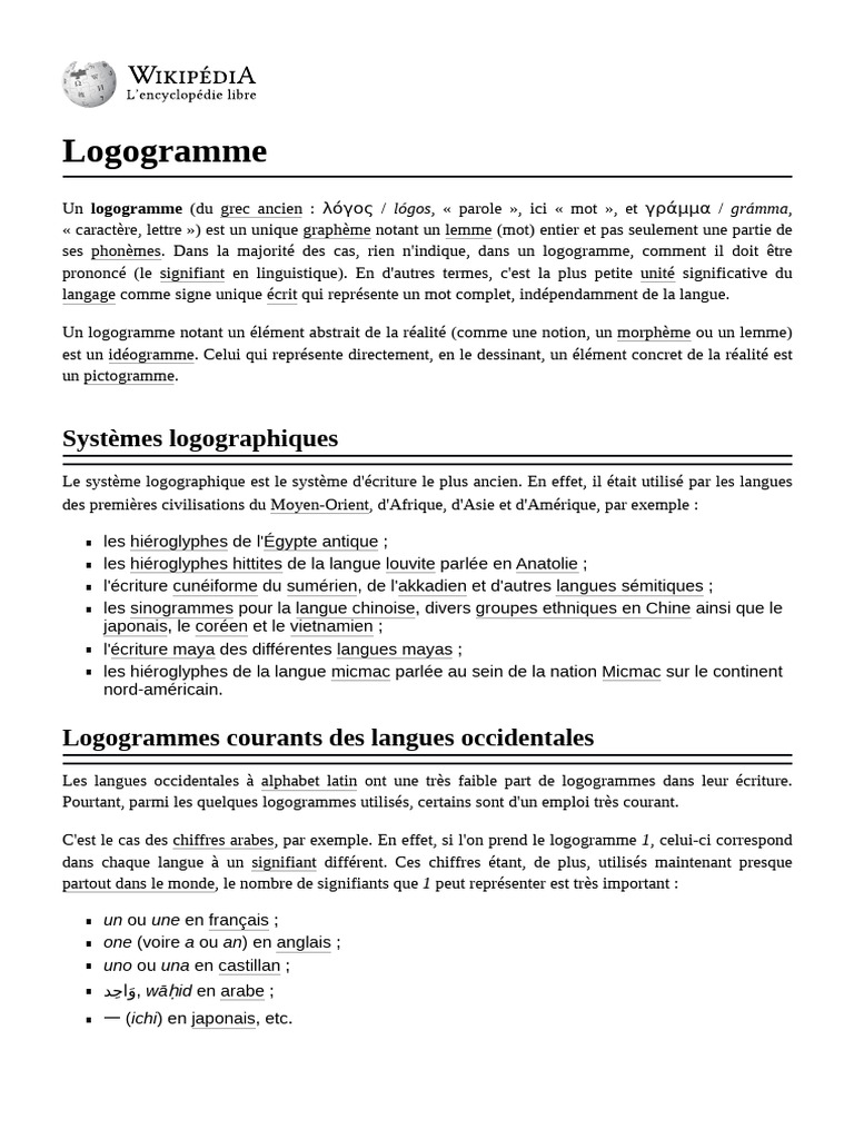 Comprendre les logogrammes et idéogrammes | PDF | Écriture | Graphèmes
