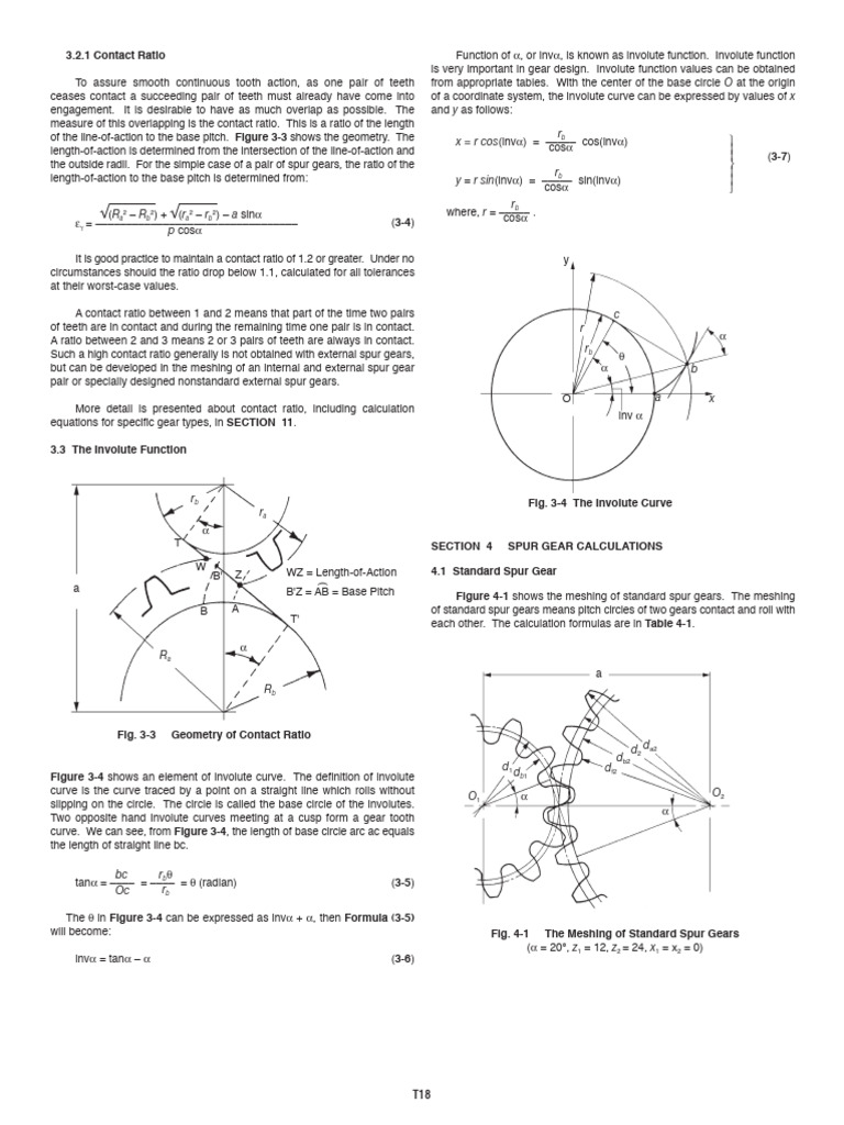 Involute Function and Spur Gear Calculations | PDF | Gear | Geometry