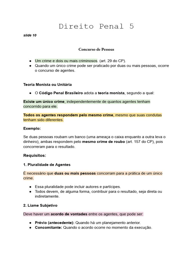 Concurso de Pessoas no Direito Penal | PDF | Crimes | Crime e Violência