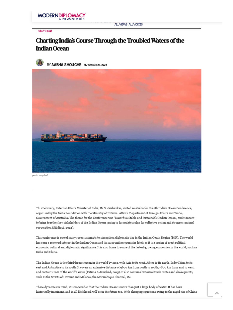 Charting India's Course Through The Troubled Waters of The Indian Ocean ...