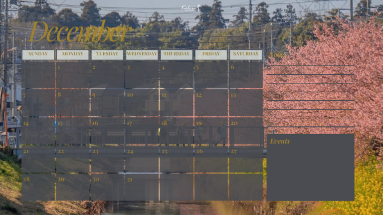 December Calendar with Events | PDF