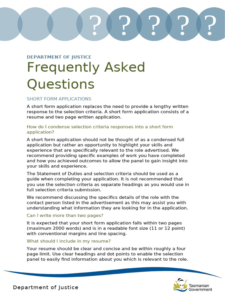 FAQs Short Form Application | PDF | Résumé | Job Interview