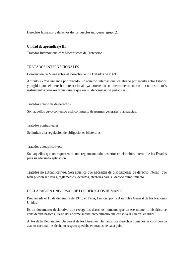 Unidad 3 Tratados Internacionales | PDF | Tratado | Derechos humanos
