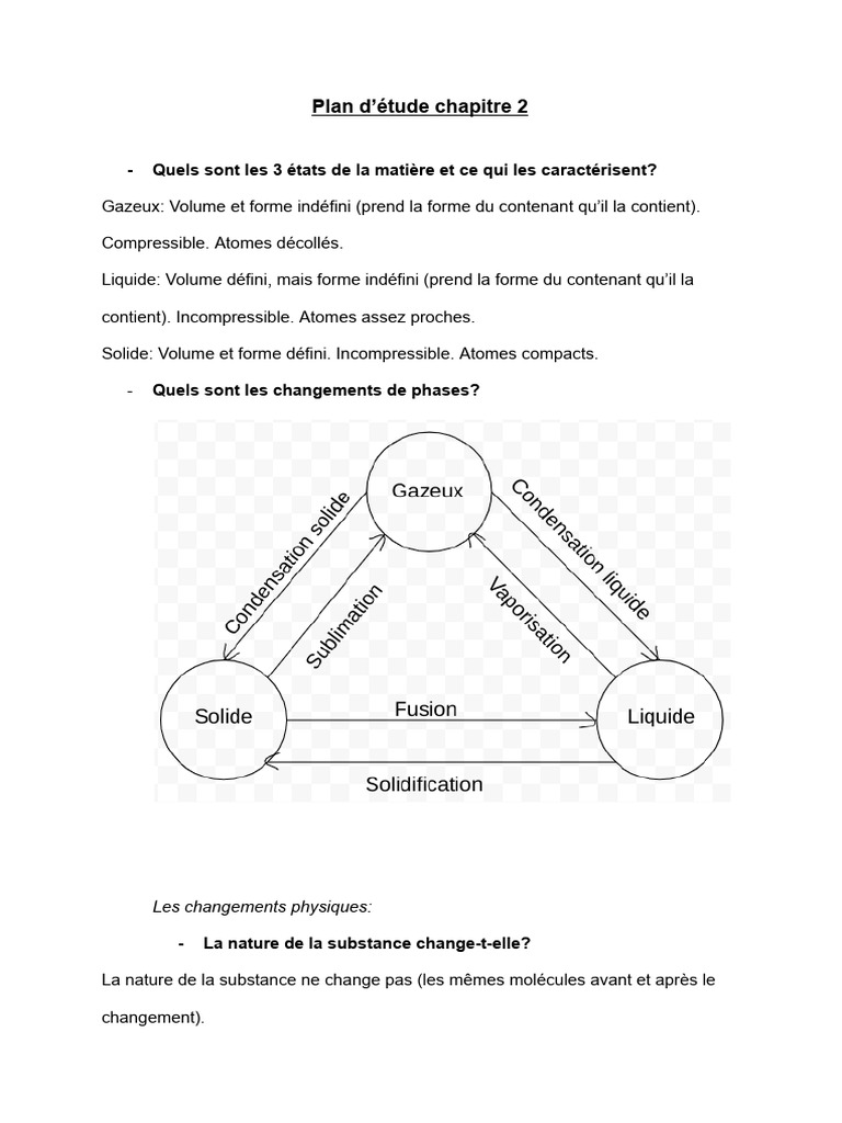 États de la matière et changements chimiques | PDF