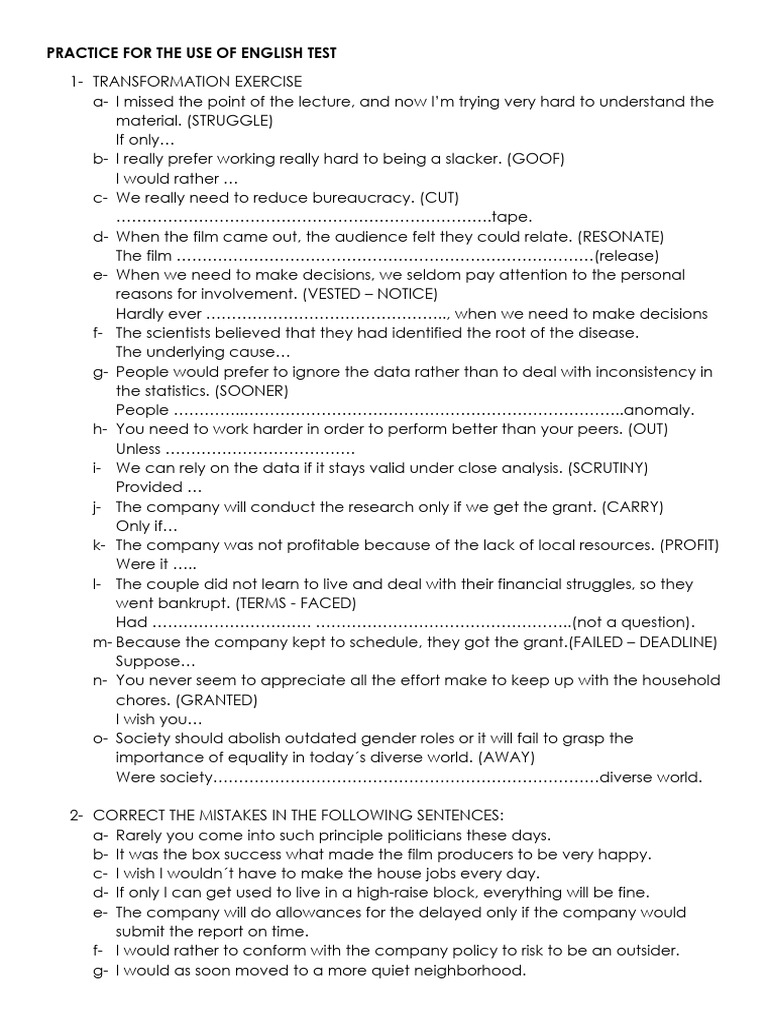 Practice For The Uoe Second-Term Test | PDF
