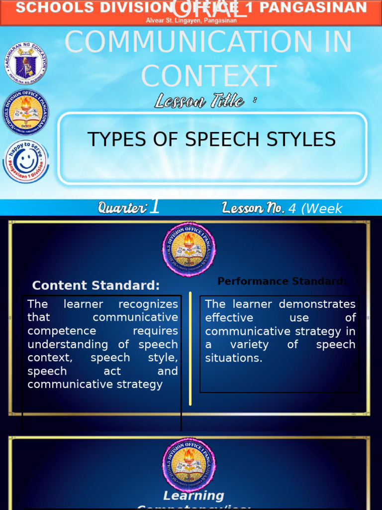 Types of Speech Styles 2nd Quarter | PDF | Vocabulary | Learning