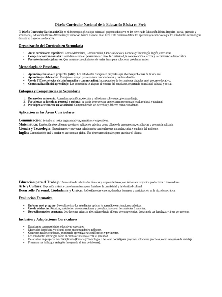 Diseño Curricular Nacional de Perú 2024 | PDF | Maestros | Plan de estudios