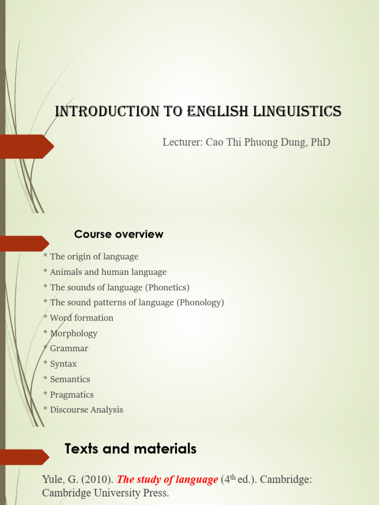 English Linguistics Course Guide Pdf Linguistics Semantics