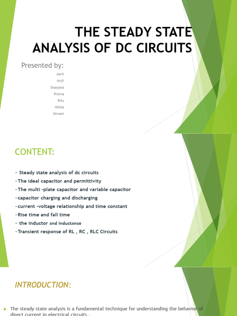 Steady State Analysis of DC Circuits | PDF | Capacitor | Permittivity