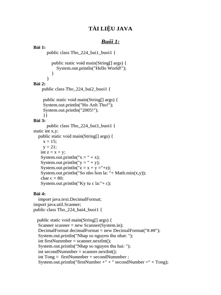 TÀI LIỆU JAVA | PDF