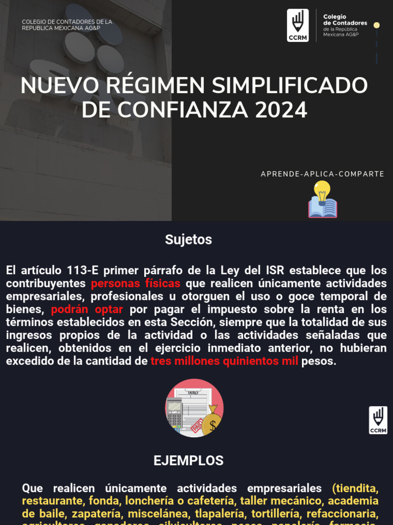 Régimen Simplificado de Confianza ISR | PDF | Impuesto sobre la renta ...
