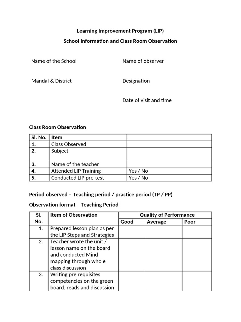 Learning Improvement Program Overview | PDF | Teachers | Education Theory