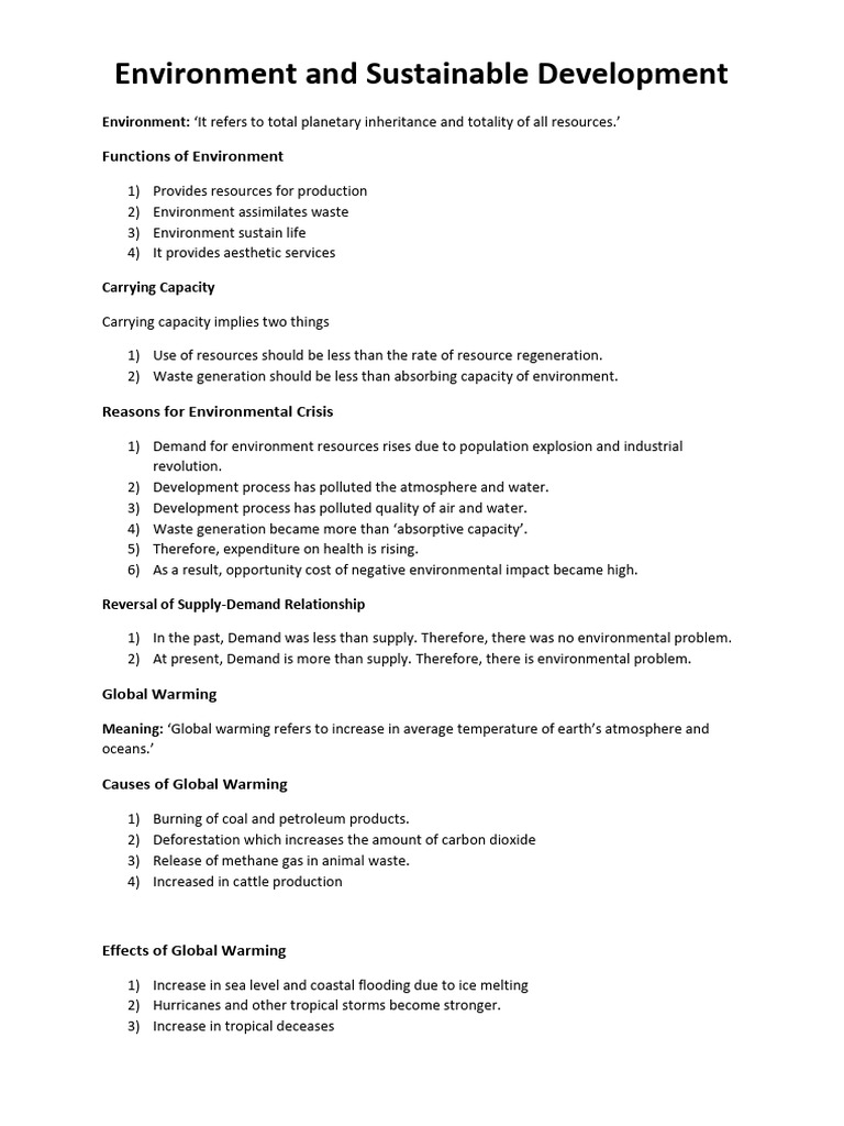 Environment and Sustainable Development Insights | PDF | Natural ...