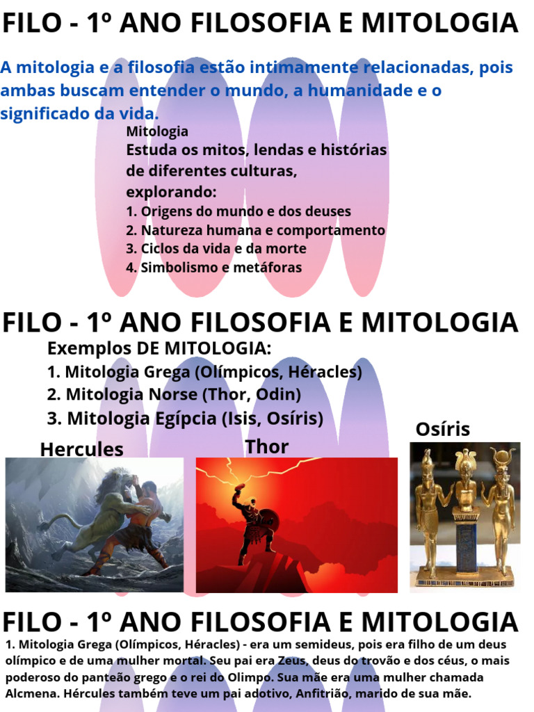 Filosofia e Mitologia: 1º Ano | PDF | Mitologia grega | Thor