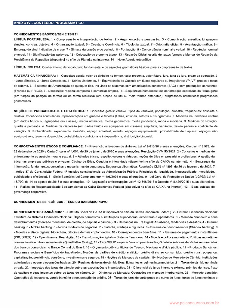 Materia da Prova CEF | PDF