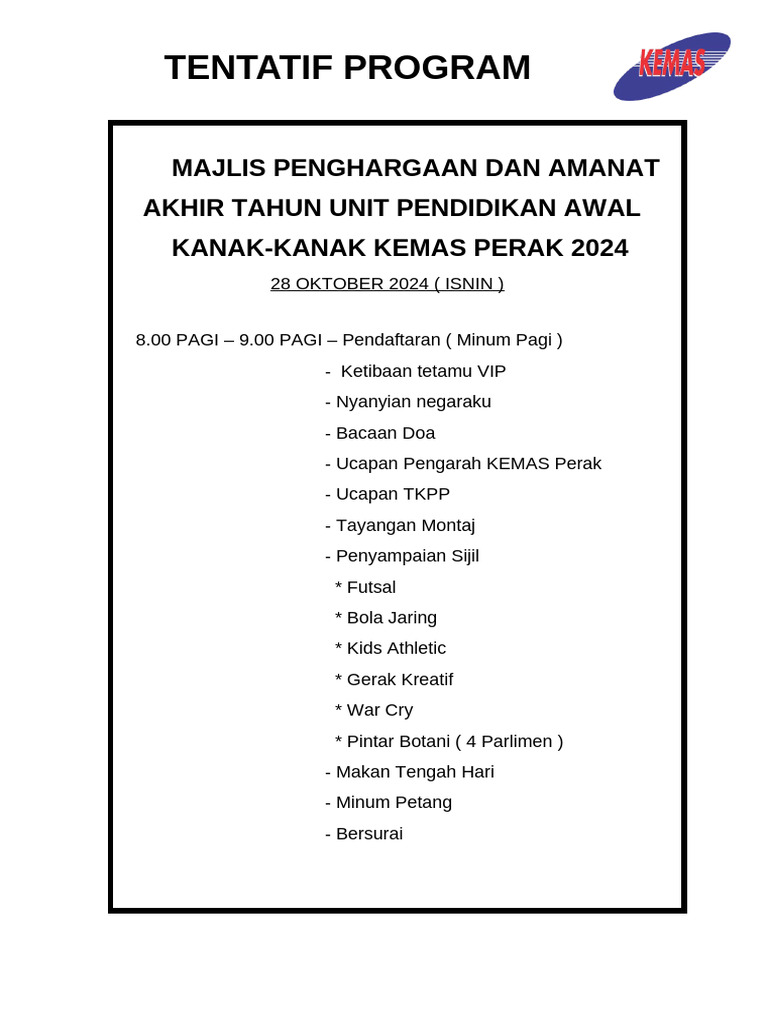 TENTATIF Meraikan Kontijen | PDF