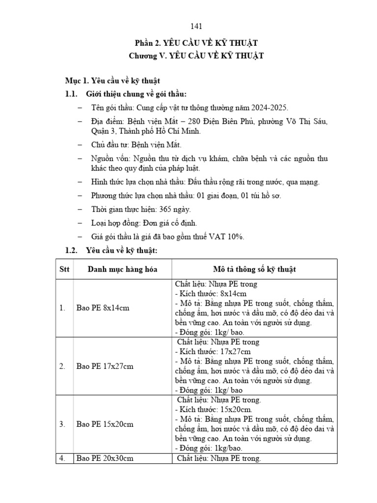 Chuong V. Yeu Cau Ky Thuat | PDF
