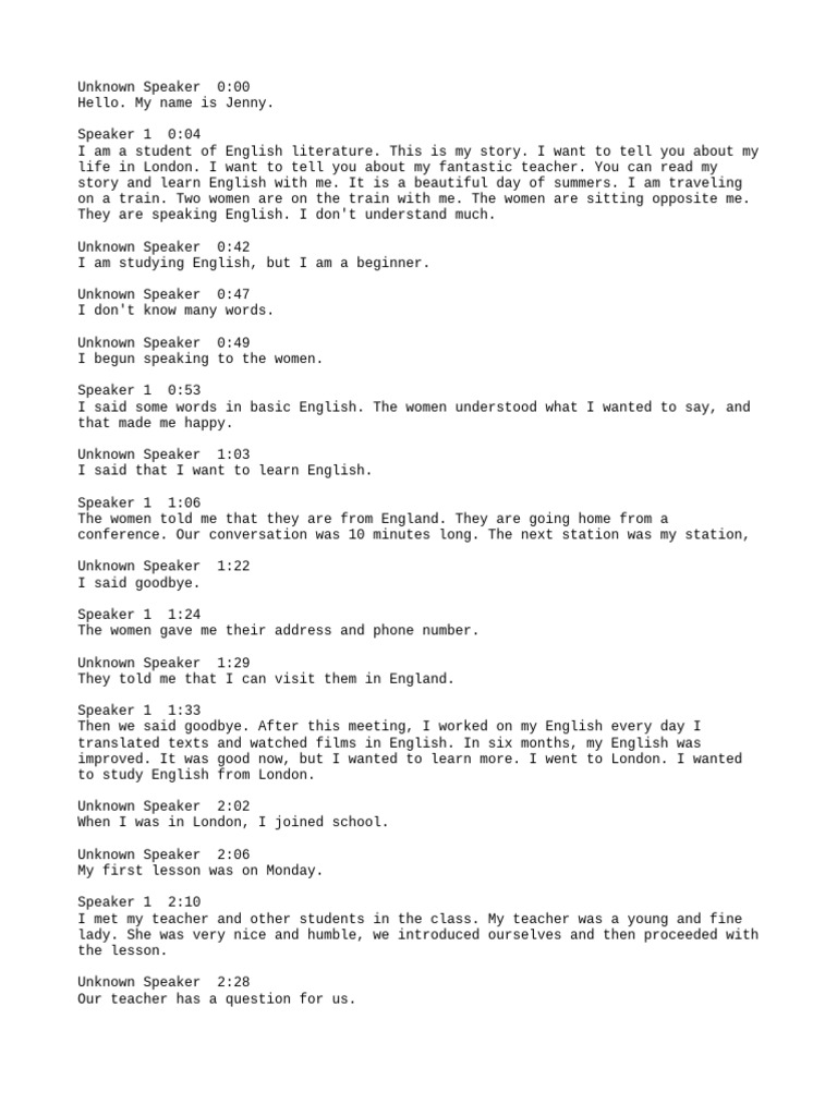 My Journey To Learning English Pdf English Language Question