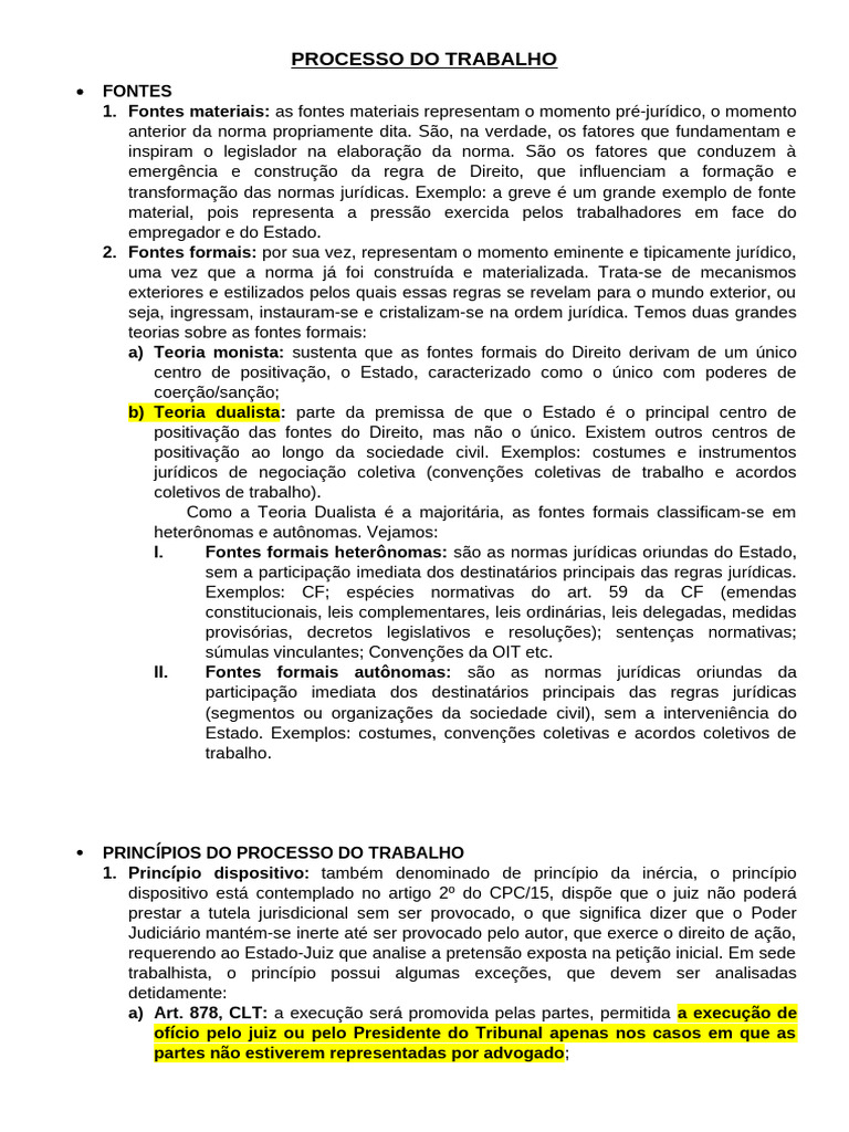 Fontes e Princípios do Processo do Trabalho | PDF | Jurisdição | Juiz