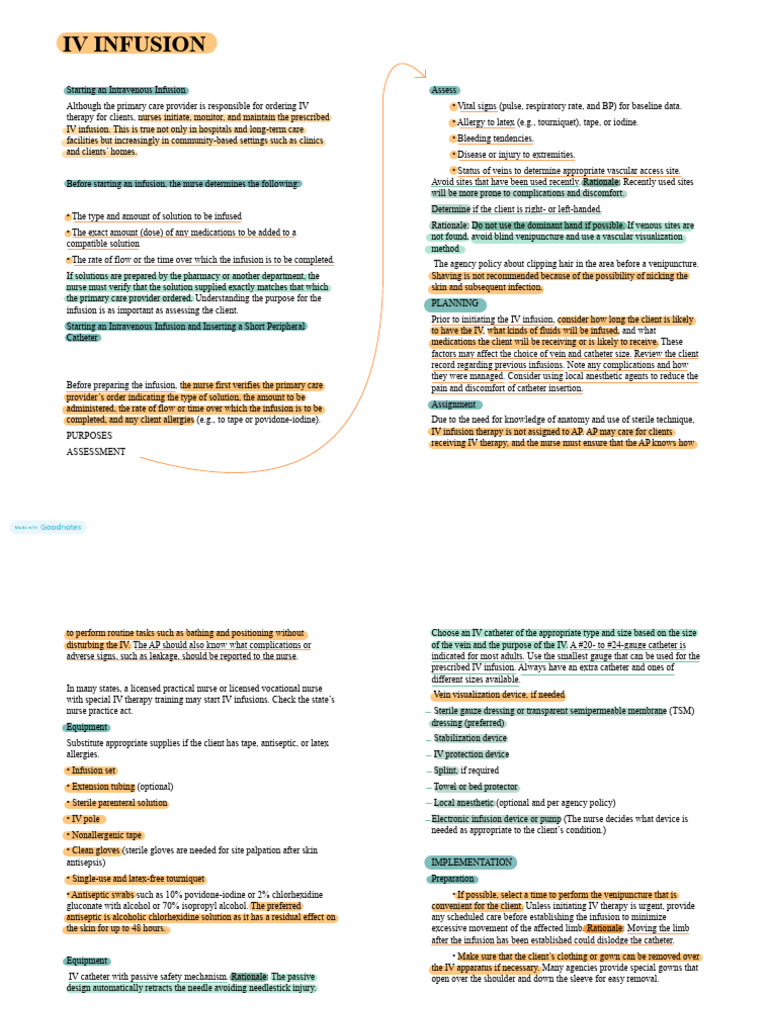 Starting IV Infusion: A Nurse's Guide | PDF | Intravenous Therapy | Vein