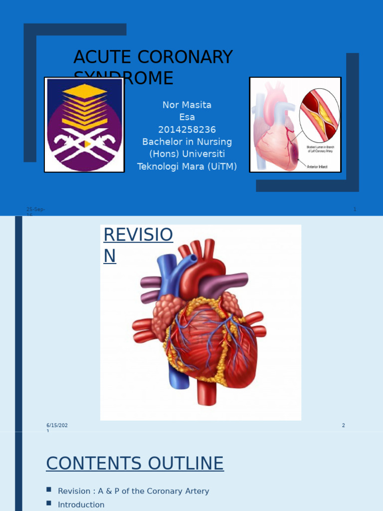 Acute Coronary Syndrome For Nurses | PDF | Myocardial Infarction | Heart