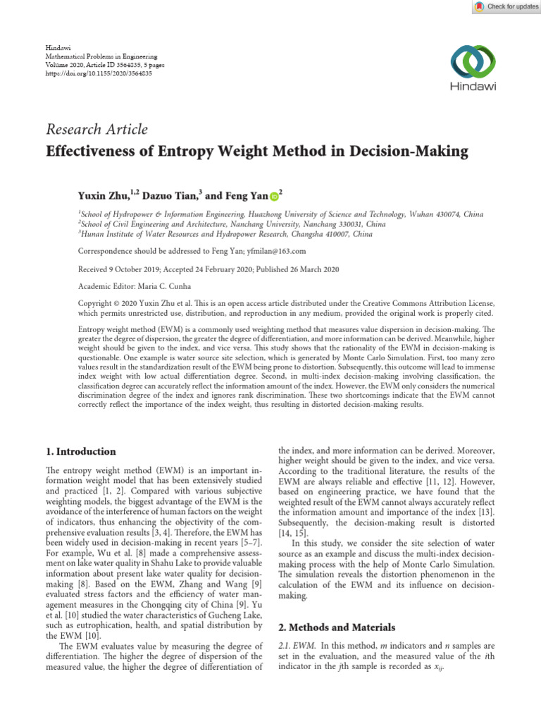 Mathematical Problems in Engineering - 2020 - Zhu - Effectiveness of ...