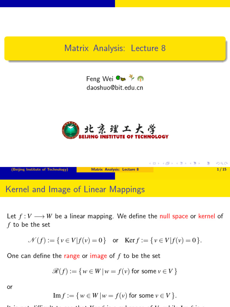 Lecture 8 | PDF | Linear Map | Algebra