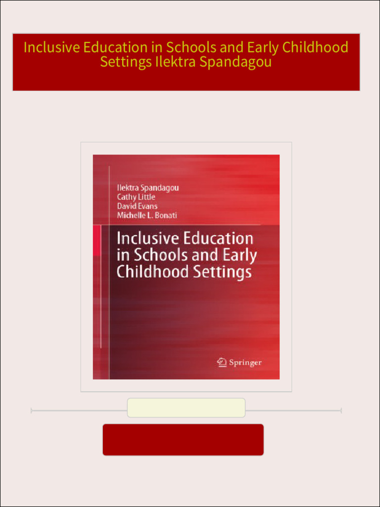 Inclusive Education In Schools And Early Childhood Settings