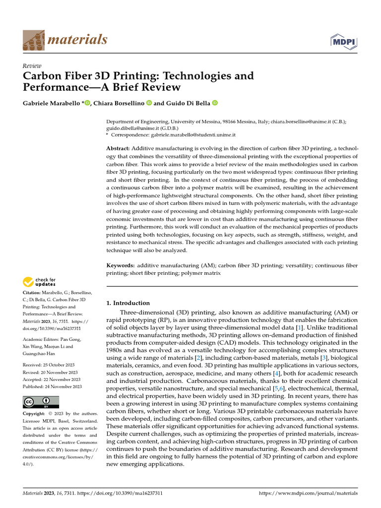 Carbon Fiber 3D Printing: Techniques & Performance | PDF | Composite ...