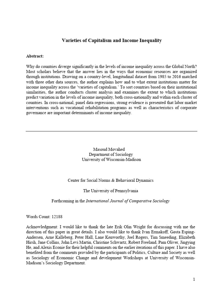 Capitalism's Role in Income Inequality | PDF | Gini Coefficient ...