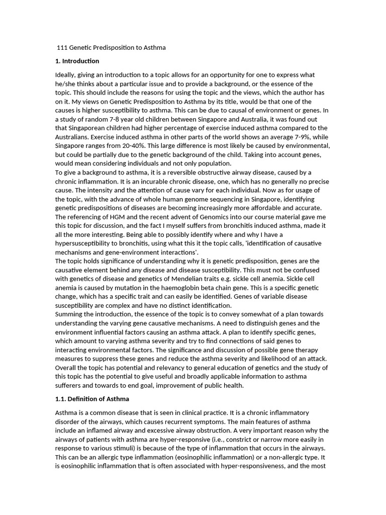 111 Genetic Predisposition To Asthma | PDF | Asthma | Genetics