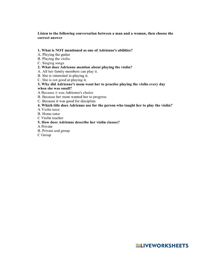 Worksheet 1560235 | PDF