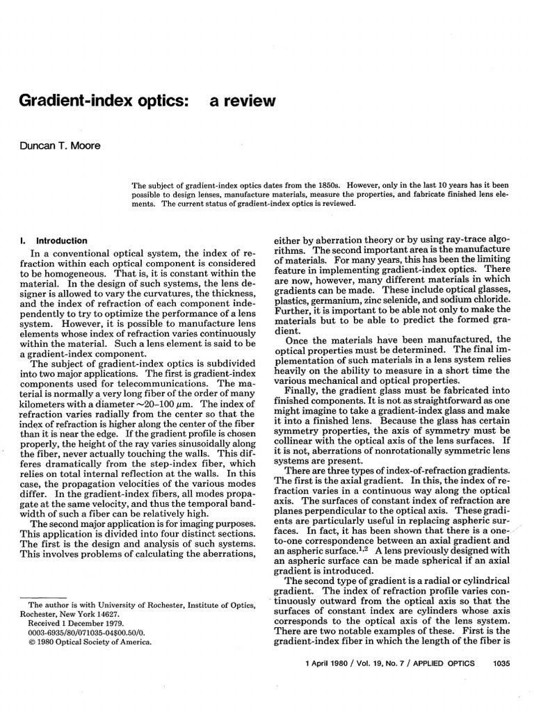 Gradient-Index Fiber Optics Review | PDF | Optical Fiber | Optics