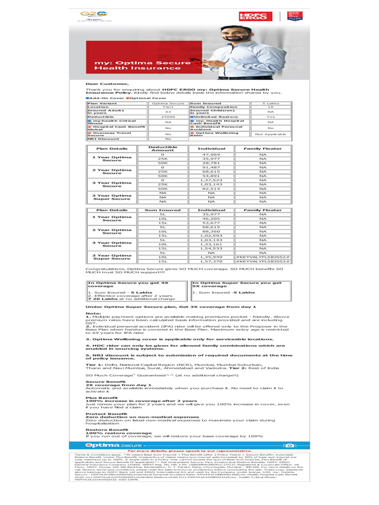 Optima Secure: Maximize Health Coverage | PDF