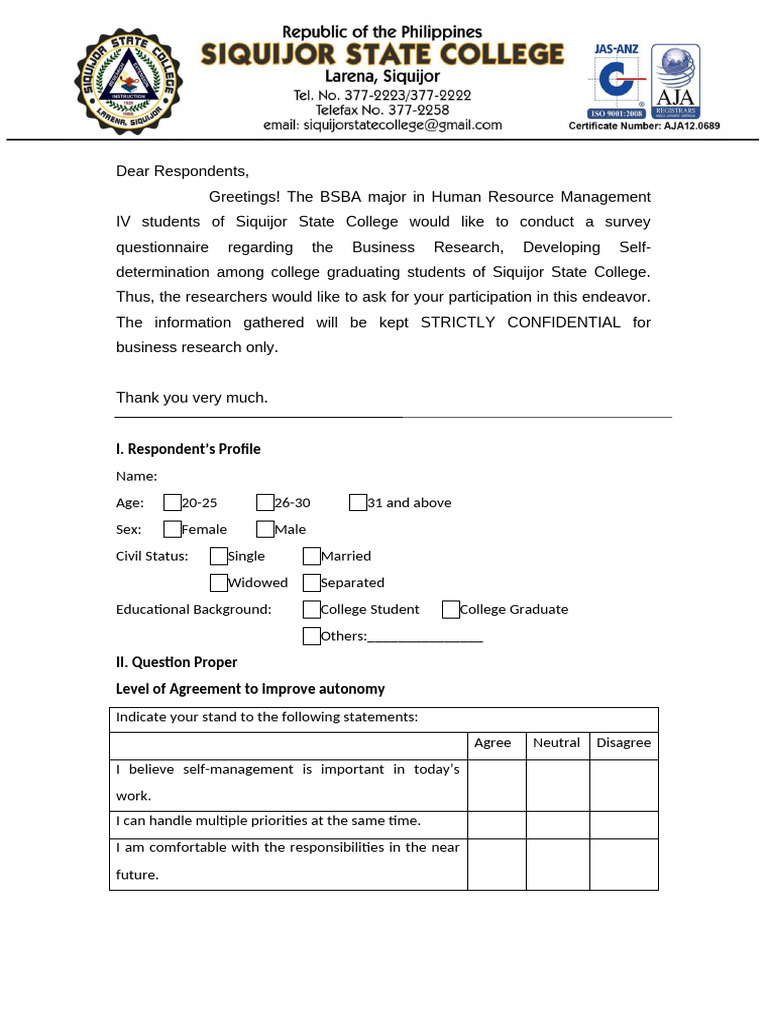 QUESTIONNAIRE | PDF