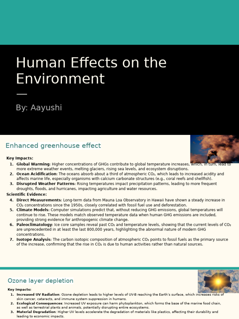 Human Effects on the Environment — by Aayushi | PDF | Ozone Depletion ...