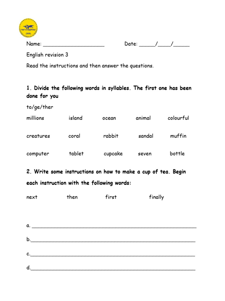 English Revision 3 | PDF