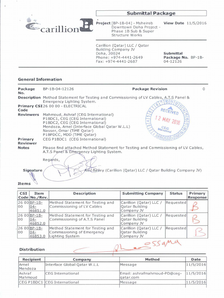 LV Cables Testing Method Statement | PDF | Insulator (Electricity) | Safety