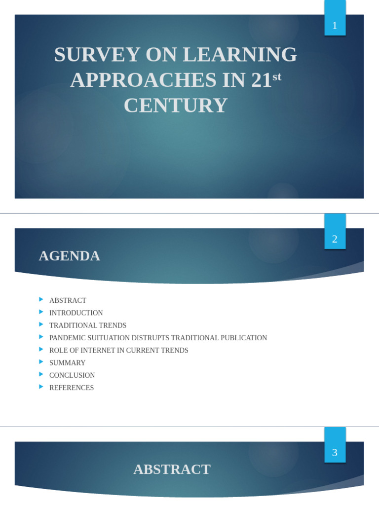 SURVEY ON LEARNING APPROACHES IN 21st CENTURY | PDF | Educational ...