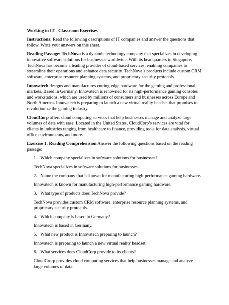 Working in IT Unit 1 Ex 2 | PDF | Cloud Computing | Software