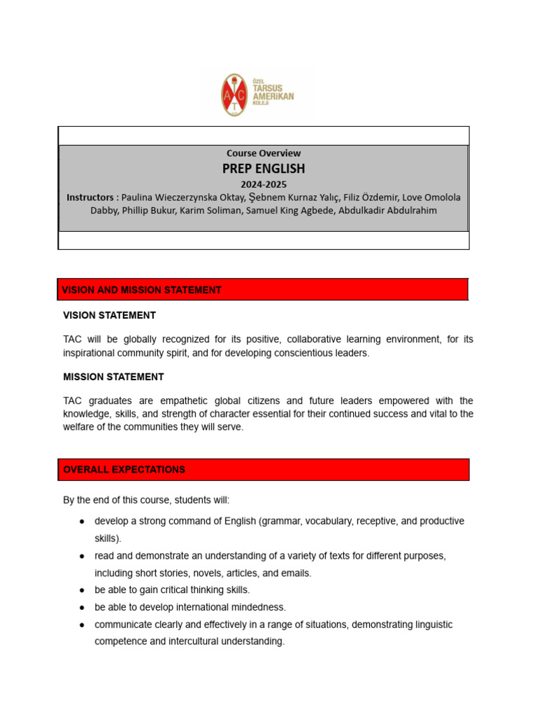 Prep English Course Overview 2024-2025 | PDF | Human Communication ...