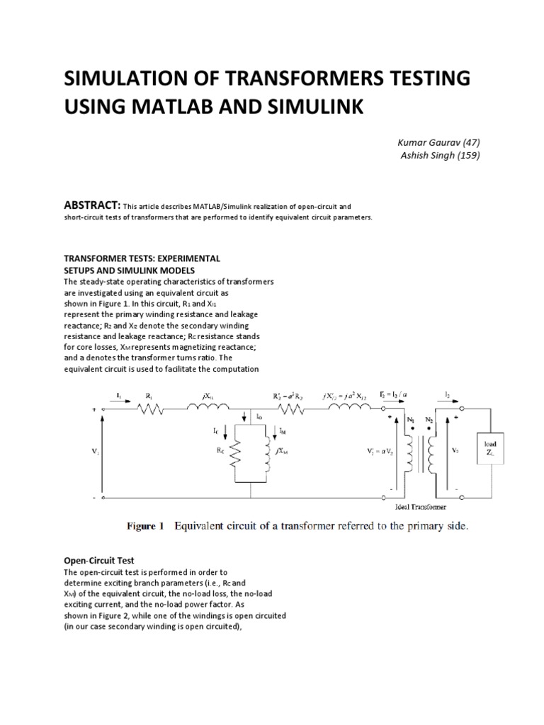 Simulation of Transformers Testing Using Matlab and Simulink | PDF ...